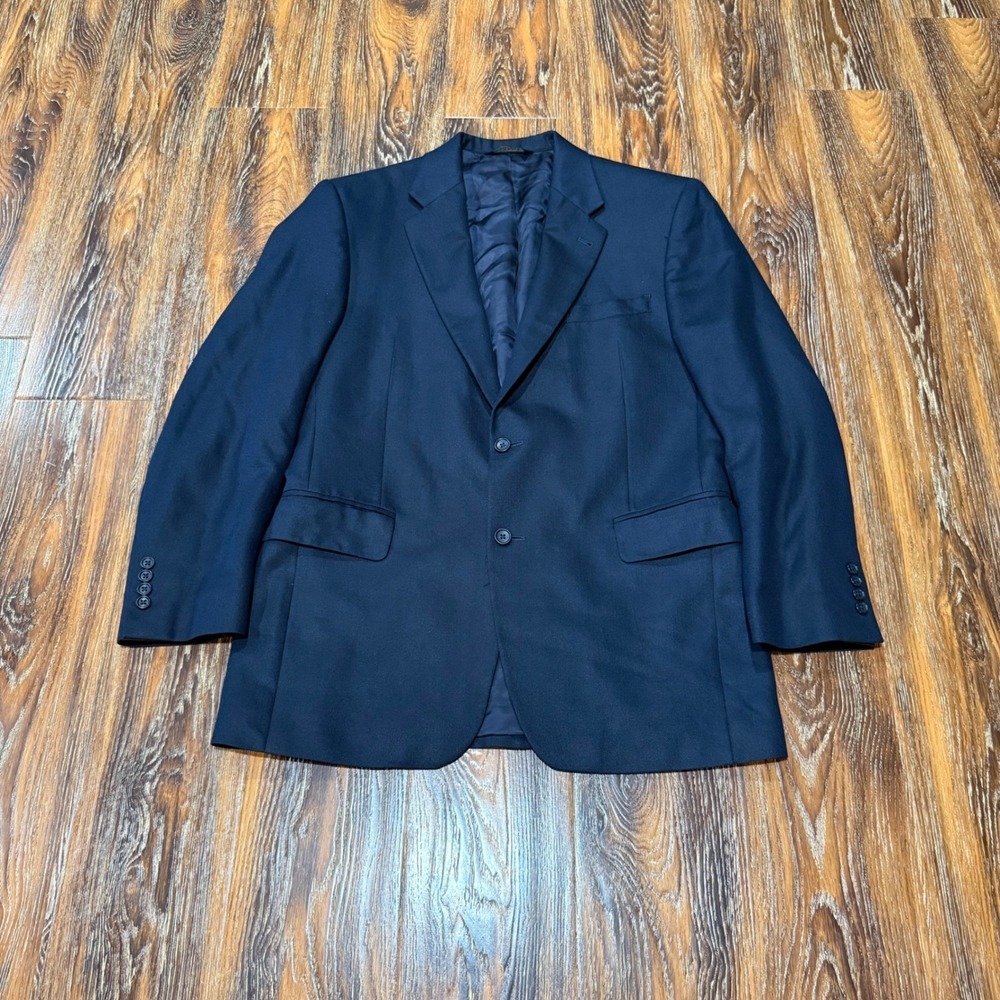 Jos A Bank Signature Collection Navy Blue Silk Camel Hair Herringbone Blazer 41R